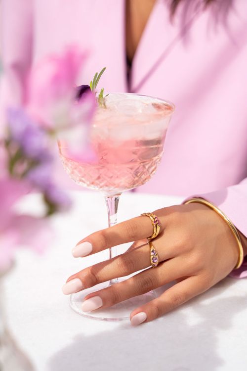 Cocktail ring met drie lila stenen | My Jewellery