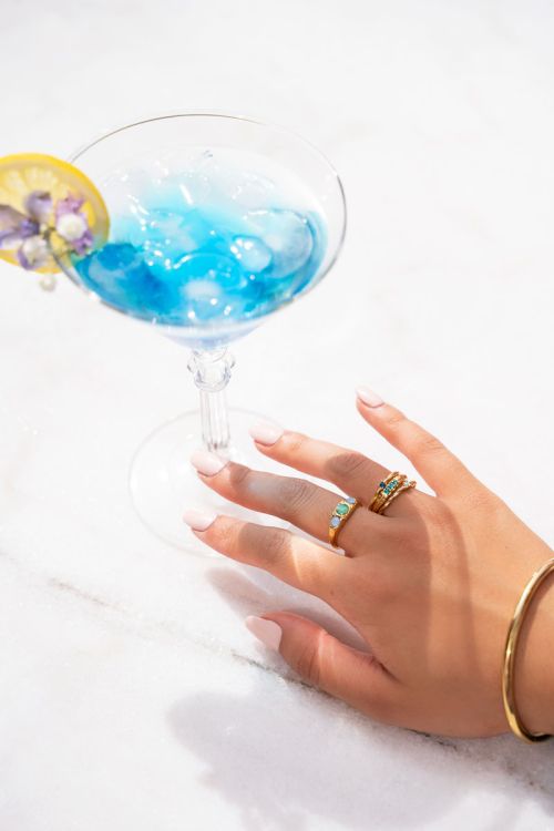 Cocktail ring met drie turquoise stenen | My Jewellery