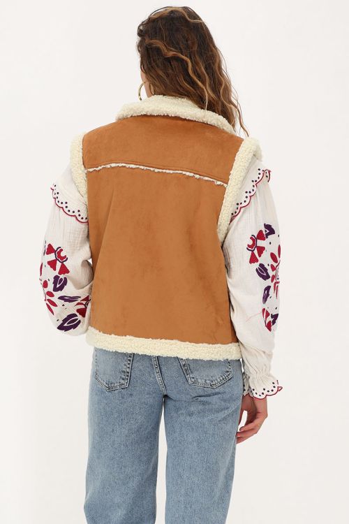 Cognac suède teddy gilet | My Jewellery