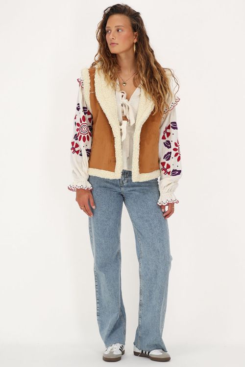 Cognac suède teddy gilet | My Jewellery