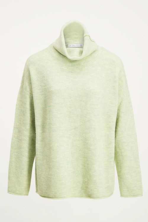 Lichtgroene oversized trui met col, coltrui