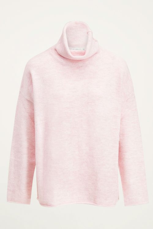 Lichtroze oversized trui met col, coltrui