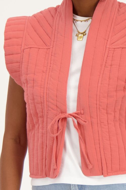 Coral pink vest with bow tie | My Jewellery
