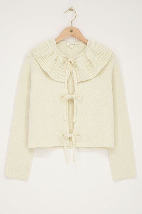 Cream knit cardigan with bows | My Jewellery