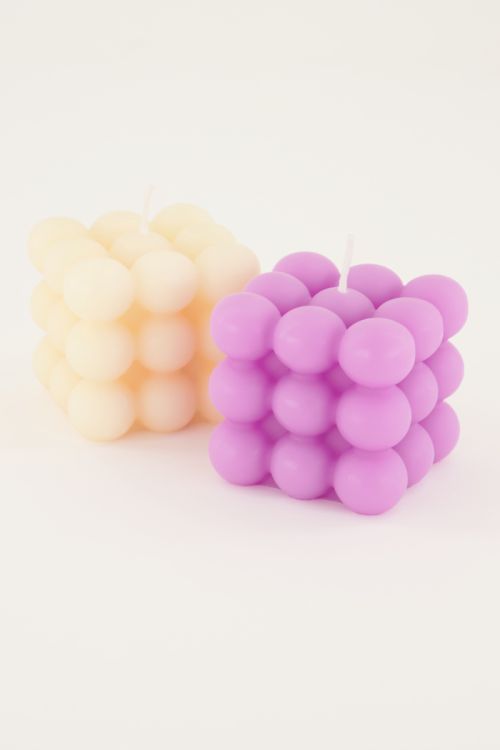 creme kaarsen set met bolletjes