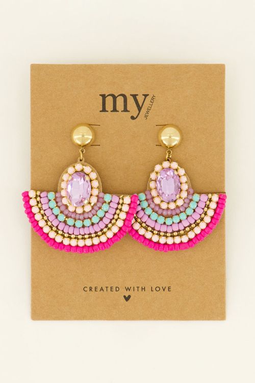 Crescent statement earrings with rhinestones | My Jewellery