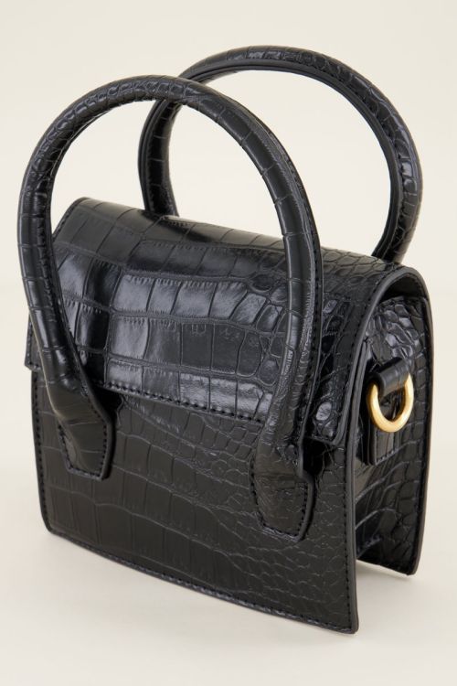 Zwart klein tasje met croco print | My Jewellery