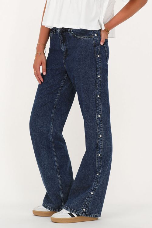 Dark blue jeans with studs on the side | My Jewellery