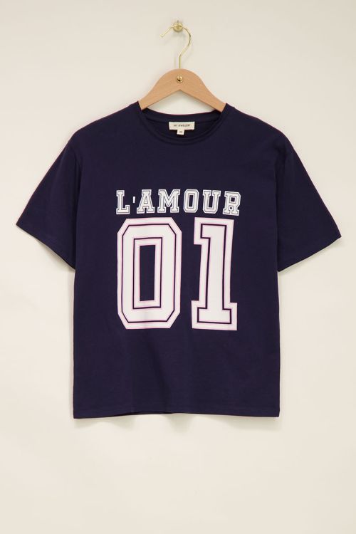 Dunkelblaues Baseball T-Shirt "L'amour"