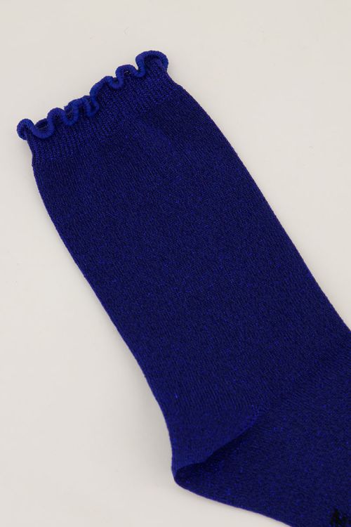 Dark blue socks with lurex and ruffle | My Jewellery