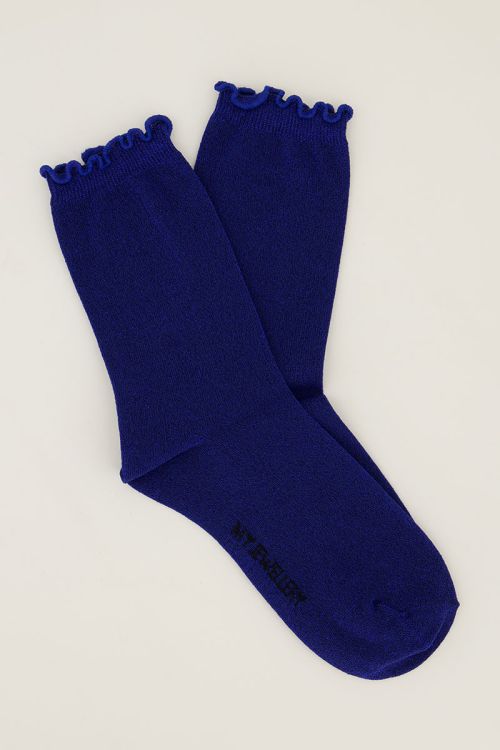 Dark blue socks with lurex and ruffle | My Jewellery