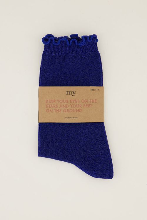 Dark blue socks with lurex and ruffle | My Jewellery