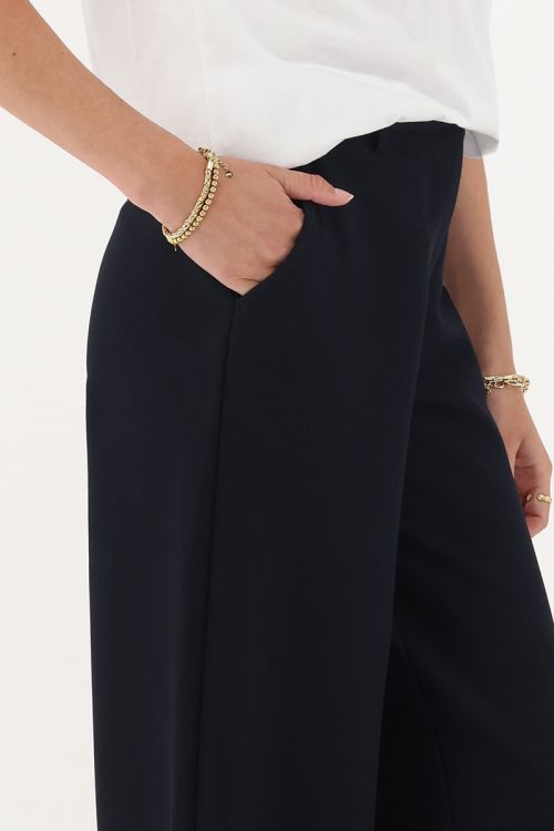 Dark blue wide leg pants with side pockets | My Jewellery