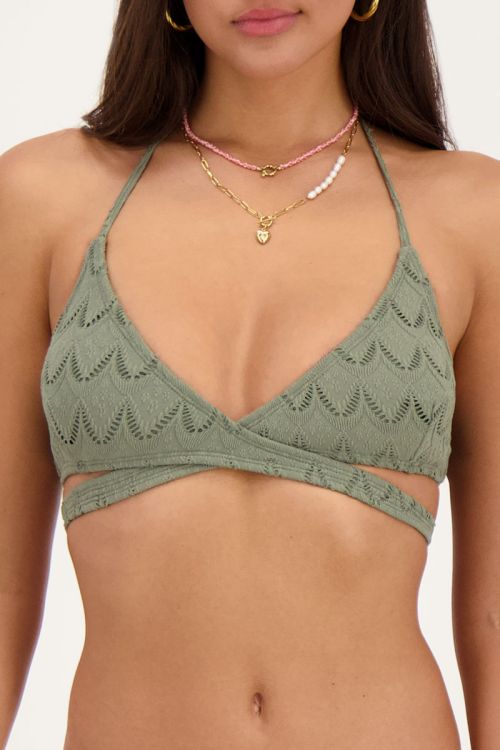 Dark green boho wrap bikini top | My Jewellery