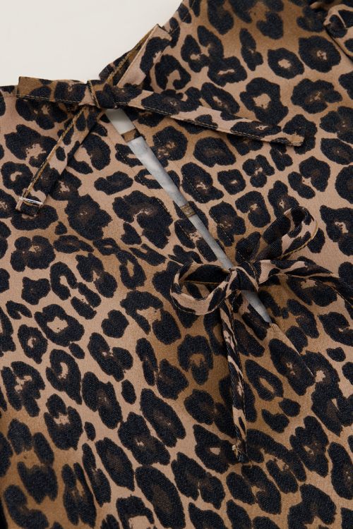Dark leopard print dress with bows and puff sleeves | My Jewellery