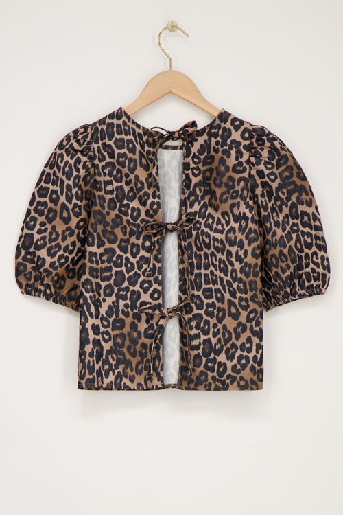 Dark leopard print top with bows at the back | My Jewellery
