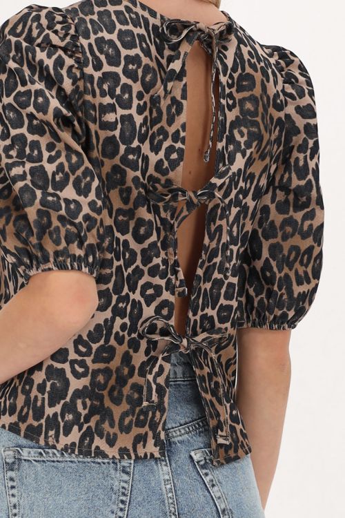 Dark panther print top with bows at back | My Jewellery