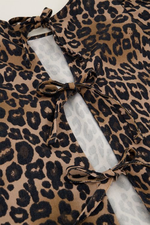 Dark leopard print top with bows at the back | My Jewellery