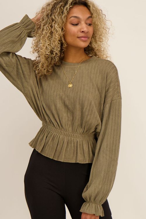 Dark green structured peplum top | My Jewellery