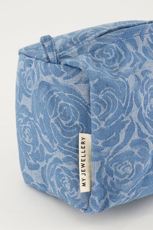 Denim toiletry bag set with rose print | My Jewellery