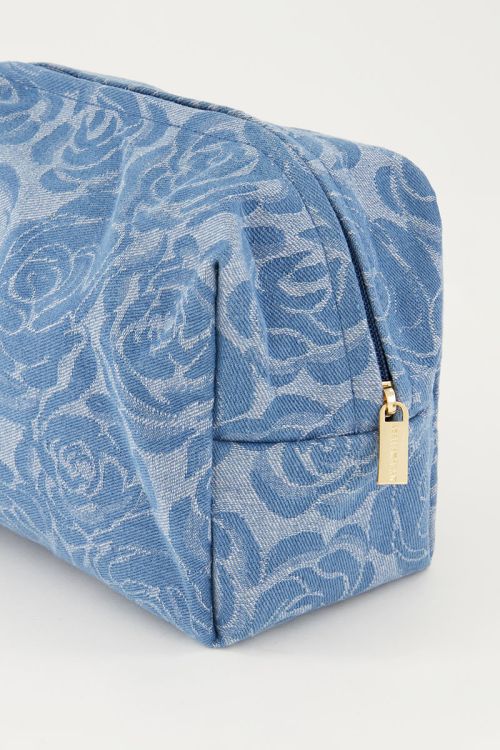 Denim toiletry bag set with rose print | My Jewellery