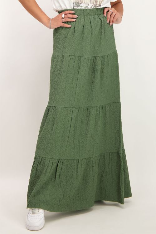 Donkergroene maxi rok met lagen | My Jewellery