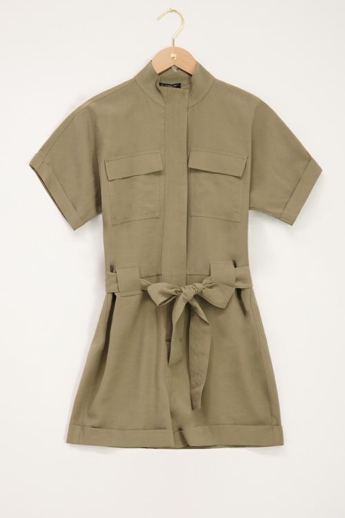Donkergroene playsuit met borstzakken | My Jewellery