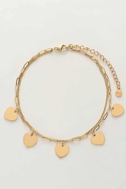 Double anklet with heart charms | My Jewellery