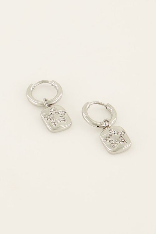 Oorringen met bedel van strass ster | My Jewellery
