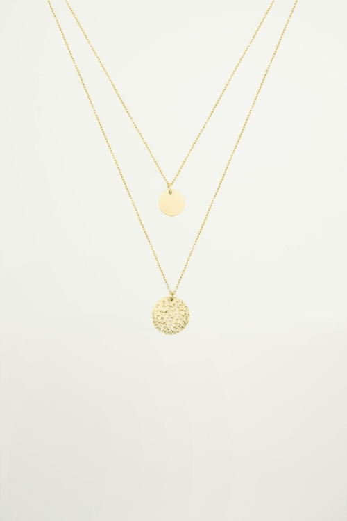 Double layered necklace with coins, necklace with pendants