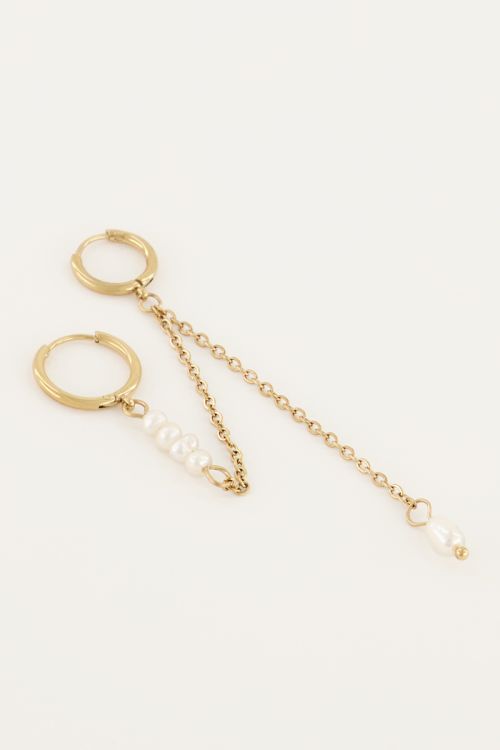 Dubbele oorring met parels