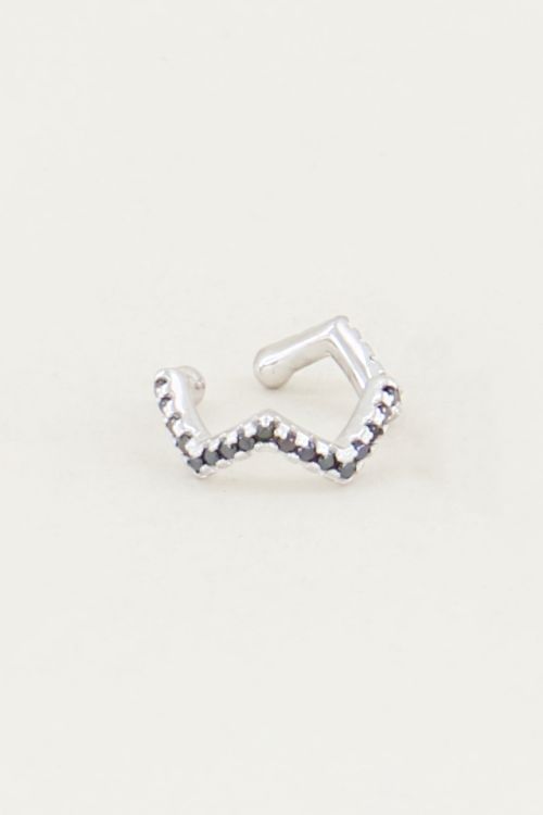 Earcuff zigzag strass zwart, earcuffs met zwart