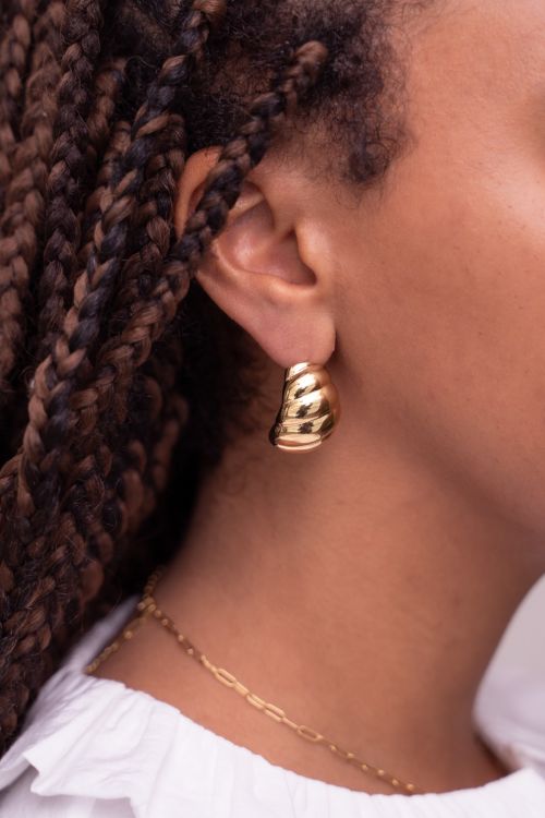 Drop earrings with ridges large | My Jewellery