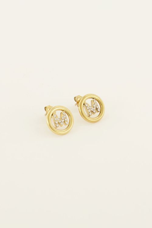 Oorhangers met initial van strass | My Jewellery