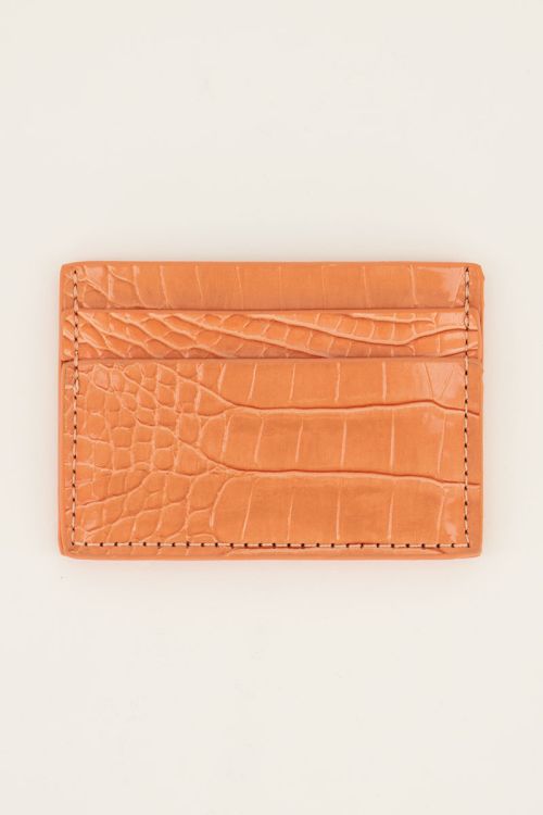 Bright orange crocodile print card holder | My Jewellery