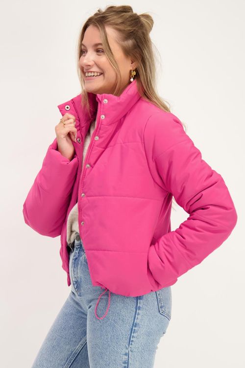 bright pink padded jacket