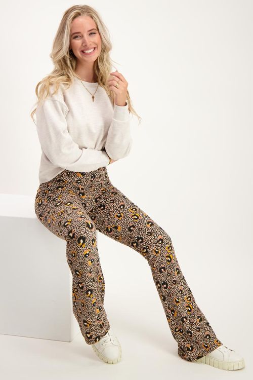 Flared broek met multikleur luipaard print | My Jewellery