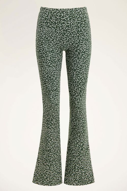 Groene flared pants met hartjes | My Jewellery