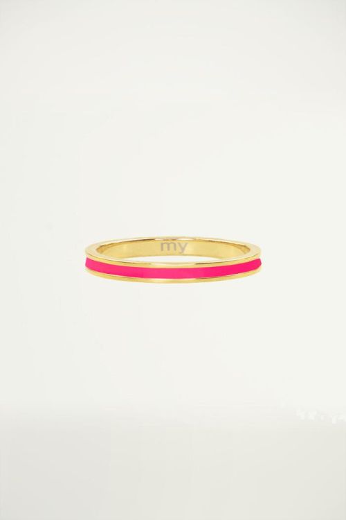 fuchsia & goud basic ring, minimalistische ring