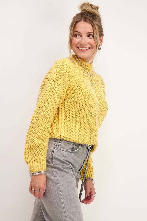 chunky yellow sweater