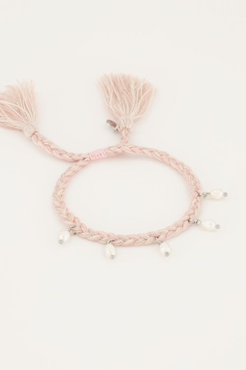Gevlochten armband/enkelbandje met parels