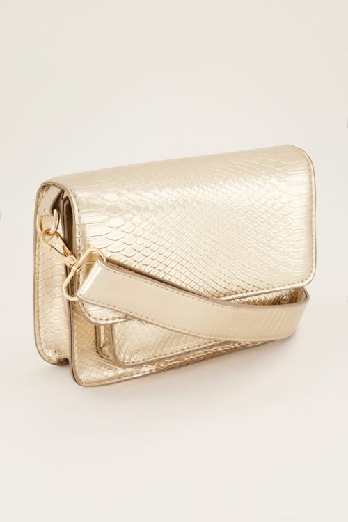 Gouden tas croco print