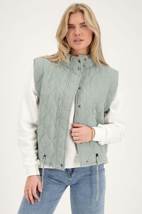Grey padded gilet with snap buttons | My Jewellery