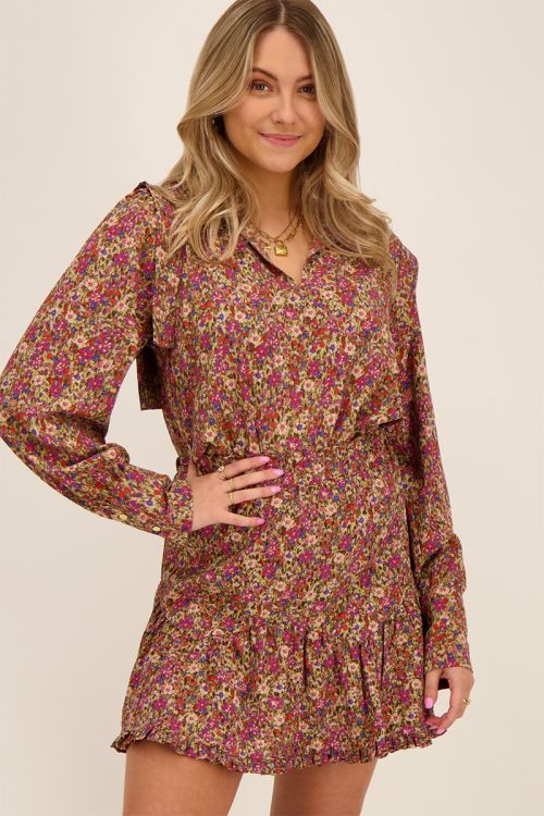 Green blouse with multicoloured floral print | My Jewellery