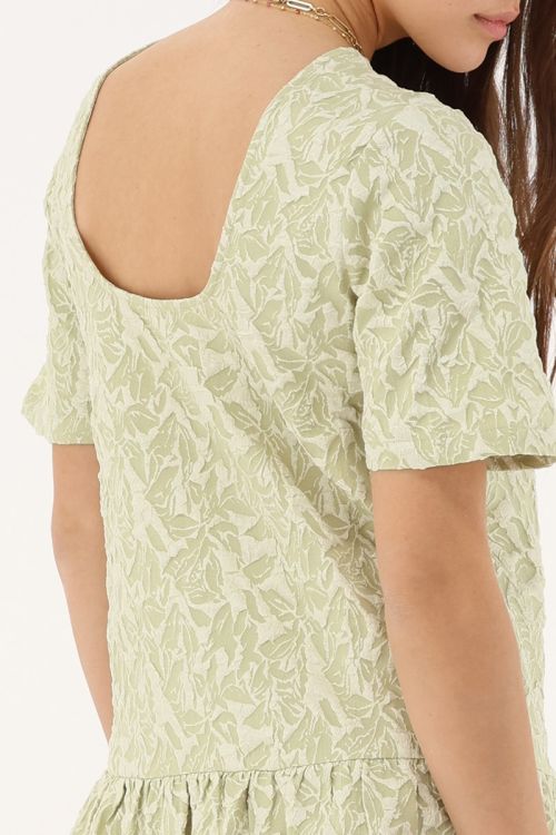 Green jacquard dress with short sleeves | My Jewellery