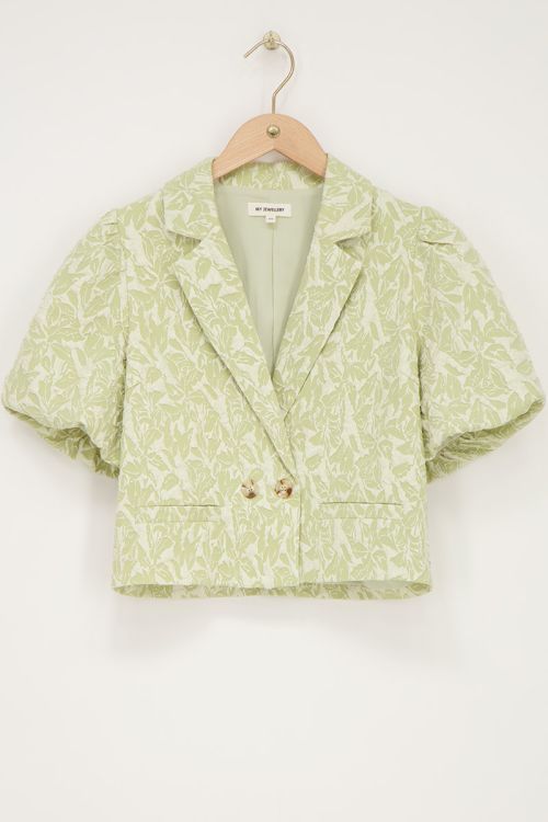 Green jacquard short blazer | My Jewellery