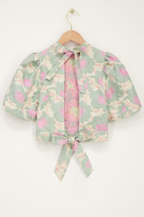 Green jacquard top with open back | My Jewellery