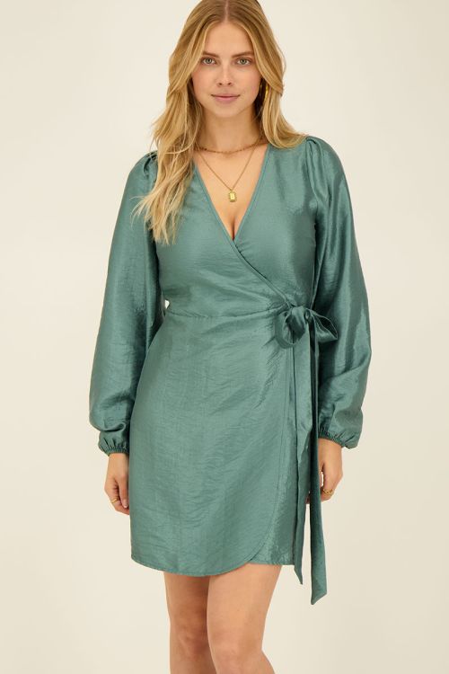 Groene wikkel jurk metallic | My Jewellery