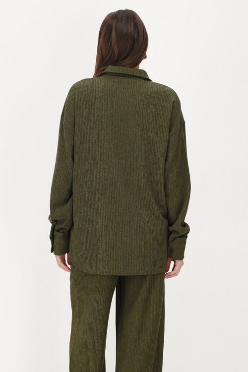 Green oversized blouse with buttons