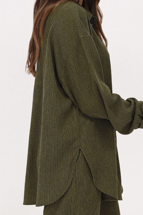 Green oversized blouse with buttons